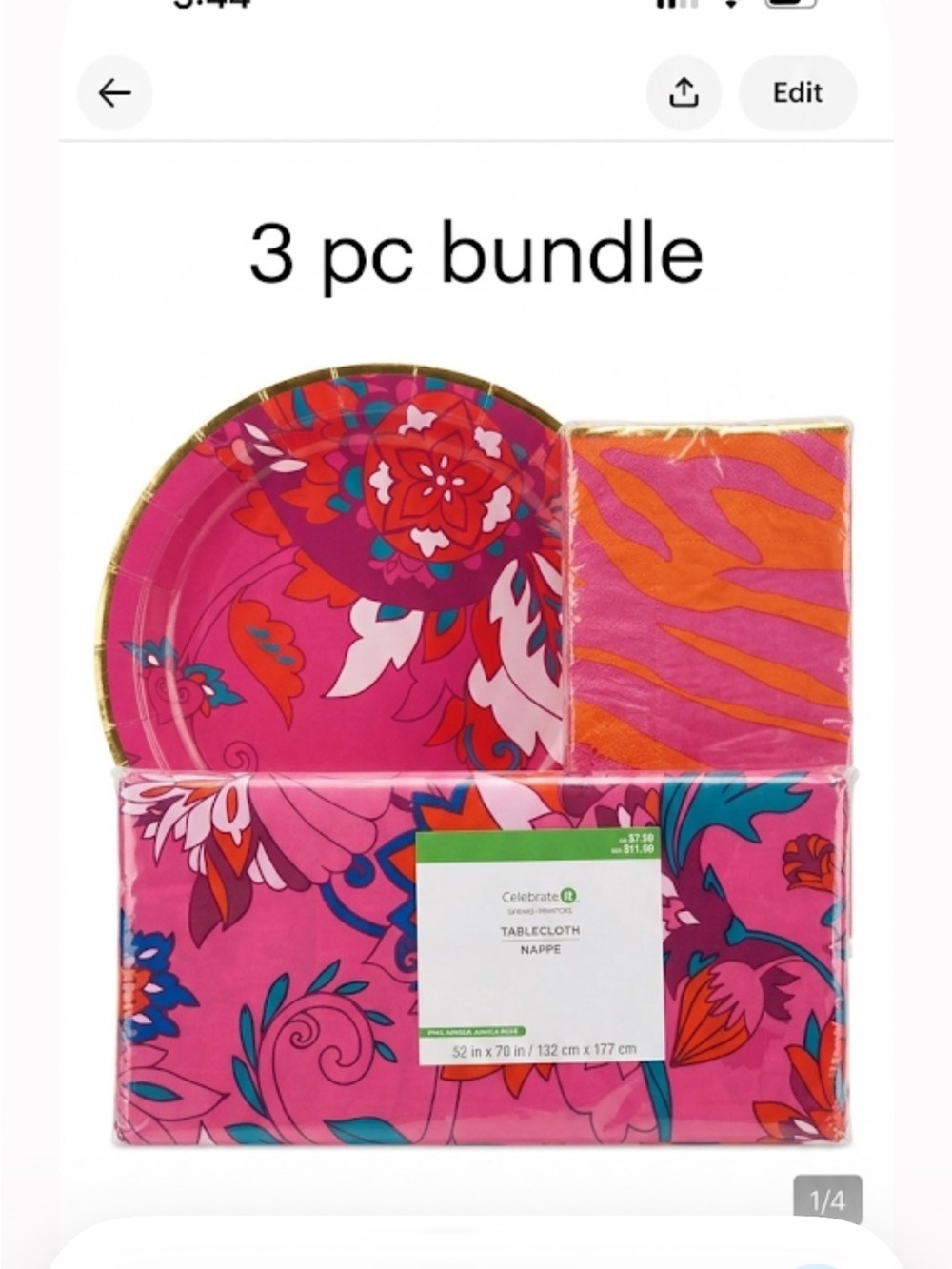 Celebrate It Pink Jungle Rose Floral Tablecloth napkins plates
